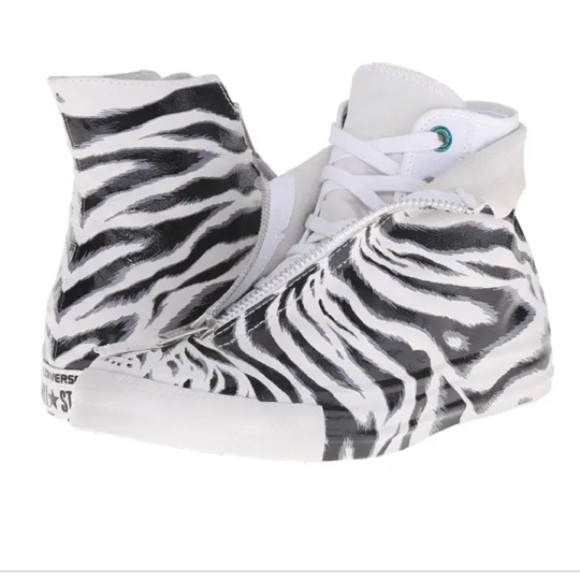Converse CTAS Shroud Hi White & Black Zebra Shoes EU 39 US 8 zipper animal print - Picture 1 of 16